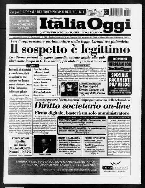 Italia oggi : quotidiano di economia finanza e politica